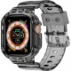 Crystal Clear Watch Bands for Apple Watch Series 8 7 6 5 4 3 2 1 SE 45mm 44mm 42mm 41mm 40mm 38mm with Bumper Case for Men Women