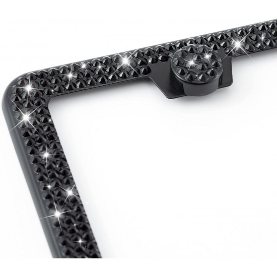 Bling License Plate Frame for Women,2 Pack Premium Stainless Steel Rhinestone License Plate Holder,Handmade Glitter Crystal Diamond Lincense Plate Cover for Girl Bling License Plate Frame for Women,2 Pack Premium Stainless Steel Rhinestone License Plate Holder,Handmade Glitter Crystal Diamond Lincense Plate Cover for Girl