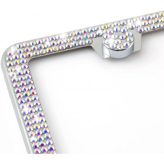 Bling License Plate Frame for Women,2 Pack Premium Stainless Steel Rhinestone License Plate Holder,Handmade Glitter Crystal Diamond Lincense Plate Cover for Girl Bling License Plate Frame for Women,2 Pack Premium Stainless Steel Rhinestone License Plate Holder,Handmade Glitter Crystal Diamond Lincense Plate Cover for Girl