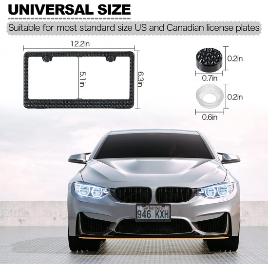 Bling License Plate Frame for Women,2 Pack Premium Stainless Steel Rhinestone License Plate Holder,Handmade Glitter Crystal Diamond Lincense Plate Cover for Girl Bling License Plate Frame for Women,2 Pack Premium Stainless Steel Rhinestone License Plate Holder,Handmade Glitter Crystal Diamond Lincense Plate Cover for Girl