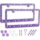 Bling License Plate Frame for Women,2 Pack Premium Stainless Steel Rhinestone License Plate Holder,Handmade Glitter Crystal Diamond Lincense Plate Cover for Girl Bling License Plate Frame for Women,2 Pack Premium Stainless Steel Rhinestone License Plate Holder,Handmade Glitter Crystal Diamond Lincense Plate Cover for Girl