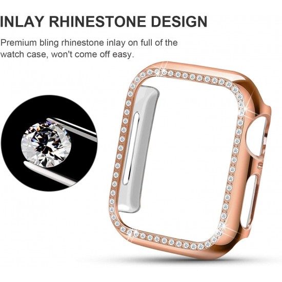 Bling Watch Case for Apple Watch 38mm 40mm 41mm 42mm 44mm 45mm Bling Crystal Diamonds Rhinestone Bumper Cover for Women Girl, Hard PC Protective Frame for iWatch Series 8/7 /6/5/4/3/2/1/SE Bling Watch Case for Apple Watch 38mm 40mm 41mm 42mm 44mm 45mm Bling Crystal Diamonds Rhinestone Bumper Cover for Women Girl, Hard PC Protective Frame for iWatch Series 8/7 /6/5/4/3/2/1/SE
