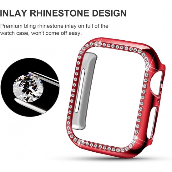 Bling Watch Case for Apple Watch 38mm 40mm 41mm 42mm 44mm 45mm Bling Crystal Diamonds Rhinestone Bumper Cover for Women Girl, Hard PC Protective Frame for iWatch Series 8/7 /6/5/4/3/2/1/SE Bling Watch Case for Apple Watch 38mm 40mm 41mm 42mm 44mm 45mm Bling Crystal Diamonds Rhinestone Bumper Cover for Women Girl, Hard PC Protective Frame for iWatch Series 8/7 /6/5/4/3/2/1/SE