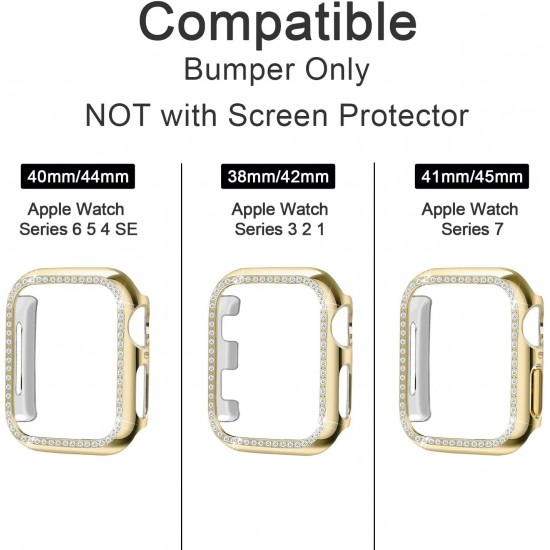 Bling Watch Case for Apple Watch 38mm 40mm 41mm 42mm 44mm 45mm Bling Crystal Diamonds Rhinestone Bumper Cover for Women Girl, Hard PC Protective Frame for iWatch Series 8/7 /6/5/4/3/2/1/SE Bling Watch Case for Apple Watch 38mm 40mm 41mm 42mm 44mm 45mm Bling Crystal Diamonds Rhinestone Bumper Cover for Women Girl, Hard PC Protective Frame for iWatch Series 8/7 /6/5/4/3/2/1/SE