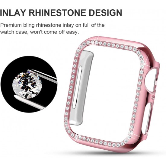 Bling Watch Case for Apple Watch 38mm 40mm 41mm 42mm 44mm 45mm Bling Crystal Diamonds Rhinestone Bumper Cover for Women Girl, Hard PC Protective Frame for iWatch Series 8/7 /6/5/4/3/2/1/SE Bling Watch Case for Apple Watch 38mm 40mm 41mm 42mm 44mm 45mm Bling Crystal Diamonds Rhinestone Bumper Cover for Women Girl, Hard PC Protective Frame for iWatch Series 8/7 /6/5/4/3/2/1/SE