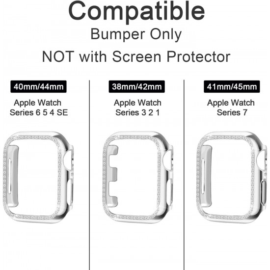 Bling Watch Case for Apple Watch 38mm 40mm 41mm 42mm 44mm 45mm Bling Crystal Diamonds Rhinestone Bumper Cover for Women Girl, Hard PC Protective Frame for iWatch Series 8/7 /6/5/4/3/2/1/SE Bling Watch Case for Apple Watch 38mm 40mm 41mm 42mm 44mm 45mm Bling Crystal Diamonds Rhinestone Bumper Cover for Women Girl, Hard PC Protective Frame for iWatch Series 8/7 /6/5/4/3/2/1/SE
