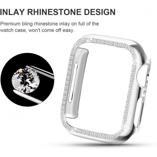 Bling Watch Case for Apple Watch 38mm 40mm 41mm 42mm 44mm 45mm Bling Crystal Diamonds Rhinestone Bumper Cover for Women Girl, Hard PC Protective Frame for iWatch Series 8/7 /6/5/4/3/2/1/SE Bling Watch Case for Apple Watch 38mm 40mm 41mm 42mm 44mm 45mm Bling Crystal Diamonds Rhinestone Bumper Cover for Women Girl, Hard PC Protective Frame for iWatch Series 8/7 /6/5/4/3/2/1/SE