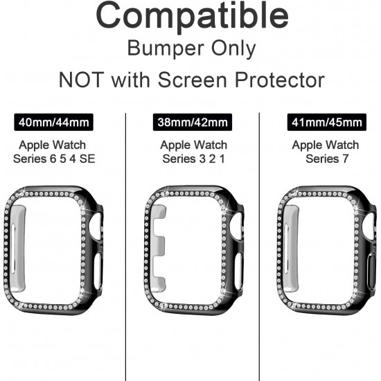 Bling Watch Case for Apple Watch 38mm 40mm 41mm 42mm 44mm 45mm Bling Crystal Diamonds Rhinestone Bumper Cover for Women Girl, Hard PC Protective Frame for iWatch Series 8/7 /6/5/4/3/2/1/SE Bling Watch Case for Apple Watch 38mm 40mm 41mm 42mm 44mm 45mm Bling Crystal Diamonds Rhinestone Bumper Cover for Women Girl, Hard PC Protective Frame for iWatch Series 8/7 /6/5/4/3/2/1/SE