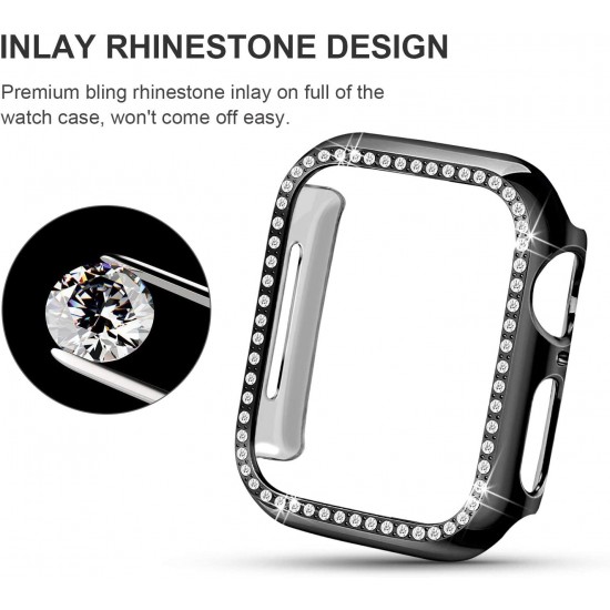 Bling Watch Case for Apple Watch 38mm 40mm 41mm 42mm 44mm 45mm Bling Crystal Diamonds Rhinestone Bumper Cover for Women Girl, Hard PC Protective Frame for iWatch Series 8/7 /6/5/4/3/2/1/SE Bling Watch Case for Apple Watch 38mm 40mm 41mm 42mm 44mm 45mm Bling Crystal Diamonds Rhinestone Bumper Cover for Women Girl, Hard PC Protective Frame for iWatch Series 8/7 /6/5/4/3/2/1/SE