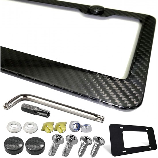 Carbon Fiber License Plate Frame- 100% Handcrafted Real Carbon Fiber Cloth Wrap Holder, Wide Edge Black Aluminum Car Tag Cover with Stainless Steel Screws Caps Carbon Fiber License Plate Frame- 100% Handcrafted Real Carbon Fiber Cloth Wrap Holder, Wide Edge Black Aluminum Car Tag Cover with Stainless Steel Screws Caps