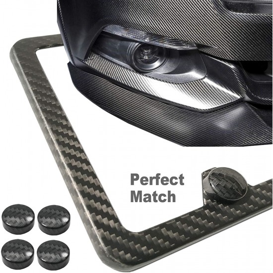 Carbon Fiber License Plate Frame- 100% Handcrafted Real Carbon Fiber Cloth Wrap Holder, Wide Edge Black Aluminum Car Tag Cover with Stainless Steel Screws Caps Carbon Fiber License Plate Frame- 100% Handcrafted Real Carbon Fiber Cloth Wrap Holder, Wide Edge Black Aluminum Car Tag Cover with Stainless Steel Screws Caps