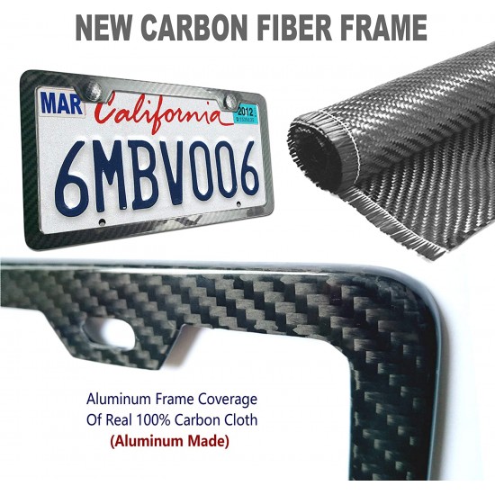 Carbon Fiber License Plate Frame- 100% Handcrafted Real Carbon Fiber Cloth Wrap Holder, Wide Edge Black Aluminum Car Tag Cover with Stainless Steel Screws Caps Carbon Fiber License Plate Frame- 100% Handcrafted Real Carbon Fiber Cloth Wrap Holder, Wide Edge Black Aluminum Car Tag Cover with Stainless Steel Screws Caps