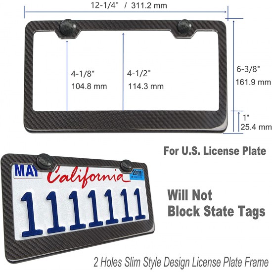 Carbon Fiber License Plate Frame- 100% Handcrafted Real Carbon Fiber Cloth Wrap Holder, Wide Edge Black Aluminum Car Tag Cover with Stainless Steel Screws Caps Carbon Fiber License Plate Frame- 100% Handcrafted Real Carbon Fiber Cloth Wrap Holder, Wide Edge Black Aluminum Car Tag Cover with Stainless Steel Screws Caps