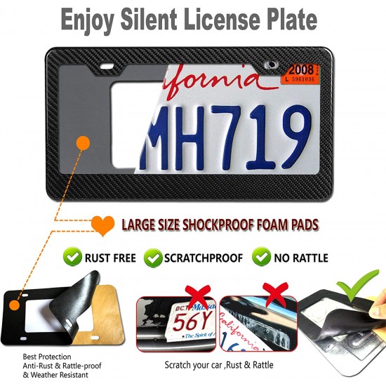 Carbon Fiber License Plate Frame- 100% Handcrafted Real Carbon Fiber Cloth Wrap Holder, Wide Edge Black Aluminum Car Tag Cover with Stainless Steel Screws Caps Carbon Fiber License Plate Frame- 100% Handcrafted Real Carbon Fiber Cloth Wrap Holder, Wide Edge Black Aluminum Car Tag Cover with Stainless Steel Screws Caps