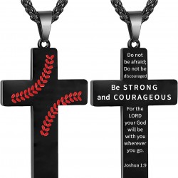 Baseball Cross Necklace for Boys Men, Stainless Steel Cross Pendant Chain 24 Inches, Inspirational Bible Verse Quote Religious Gift Baseball Cross Necklace for Boys Men, Stainless Steel Cross Pendant Chain 24 Inches, Inspirational Bible Verse Quote Religious Gift