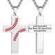 Baseball Cross Necklace for Boys Men, Stainless Steel Cross Pendant Chain 24 Inches, Inspirational Bible Verse Quote Religious Gift