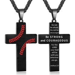 Baseball Cross Necklace for Boys Men, Stainless Steel Cross Pendant Chain 24 Inches, Inspirational Bible Verse Quote Religious Gift Baseball Cross Necklace for Boys Men, Stainless Steel Cross Pendant Chain 24 Inches, Inspirational Bible Verse Quote Religious Gift