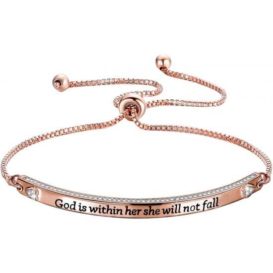 Christian Gift Religious Jewelry Psalm 46:5 God is Within Her She Will Not Fall Bracelet Bible Verse Bracelet Gift for Godmother