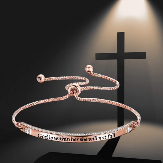 Christian Gift Religious Jewelry Psalm 46:5 God is Within Her She Will Not Fall Bracelet Bible Verse Bracelet Gift for Godmother