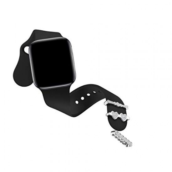 Callancity 3Pcs/Sets Metal Decorative Rings Loops Rhinestone Sparkling Diamond Rubber Strap Charms Compatible For Watch Sport Band Series 5/4/3/2/1 38mm 40mm 42mm 44mm (Platinum) Callancity 3Pcs/Sets Metal Decorative Rings Loops Rhinestone Sparkling Diamond Rubber Strap Charms Compatible For Watch Sport Band Series 5/4/3/2/1 38mm 40mm 42mm 44mm (Platinum)