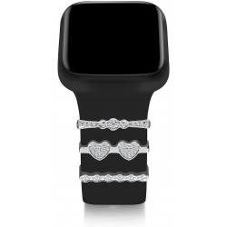 Callancity 3Pcs/Sets Metal Decorative Rings Loops Rhinestone Sparkling Diamond Valentine's Day Gift Rubber Strap Charms Compatible For Watch Sport Band 38mm 40mm 42mm 44mm Callancity 3Pcs/Sets Metal Decorative Rings Loops Rhinestone Sparkling Diamond Valentine's Day Gift Rubber Strap Charms Compatible For Watch Sport Band 38mm 40mm 42mm 44mm
