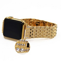 Callancity Watch Band Luxury Crystal Watch Bracelet Stainless Steel Metal Strap Compatible with Watch 38mm 40mm Series 6 5 4 3(Gold) Callancity Watch Band Luxury Crystal Watch Bracelet Stainless Steel Metal Strap Compatible with Watch 38mm 40mm Series 6 5 4 3(Gold)