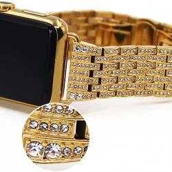 Callancity Watch Band Luxury Crystal Watch Bracelet Stainless Steel Metal Strap Compatible with Watch 38mm 40mm Series 6 5 4 3(Gold) Callancity Watch Band Luxury Crystal Watch Bracelet Stainless Steel Metal Strap Compatible with Watch 38mm 40mm Series 6 5 4 3(Gold)