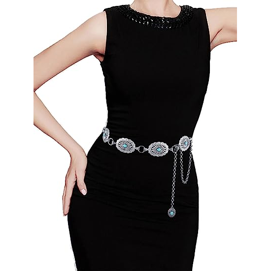 Metal Waist Chain Belt for Women  Western Cowgirl  Adjustable  Chain Belts for Dresses Jeans Gift