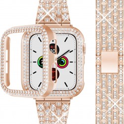 Bling Band Compatible with Case for Apple Watch Ultra Series 3 4 5 6 7 8 SE iWatch 38 40 42 41 44 45 49mm, Metal Jewelry Rhinestone Diamond Bracelet Strap Replacement for Women Bling Band Compatible with Case for Apple Watch Ultra Series 3 4 5 6 7 8 SE iWatch 38 40 42 41 44 45 49mm, Metal Jewelry Rhinestone Diamond Bracelet Strap Replacement for Women