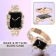 Bling Band Compatible with Case for Apple Watch Ultra Series 3 4 5 6 7 8 SE iWatch 38 40 42 41 44 45 49mm, Metal Jewelry Rhinestone Diamond Bracelet Strap Replacement for Women