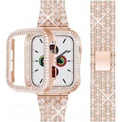 Bling Band Compatible with Case for Apple Watch Ultra Series 3 4 5 6 7 8 SE iWatch 38 40 42 41 44 45 49mm, Metal Jewelry Rhinestone Diamond Bracelet Strap Replacement for Women Bling Band Compatible with Case for Apple Watch Ultra Series 3 4 5 6 7 8 SE iWatch 38 40 42 41 44 45 49mm, Metal Jewelry Rhinestone Diamond Bracelet Strap Replacement for Women