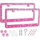 Bling License Plate Frame for Women,2 Pack Premium Stainless Steel Rhinestone License Plate Holder,Handmade Glitter Crystal Diamond Lincense Plate Cover for Girl Bling License Plate Frame for Women,2 Pack Premium Stainless Steel Rhinestone License Plate Holder,Handmade Glitter Crystal Diamond Lincense Plate Cover for Girl