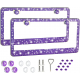 Bling License Plate Frame for Women,2 Pack Premium Stainless Steel Rhinestone License Plate Holder,Handmade Glitter Crystal Diamond Lincense Plate Cover for Girl Bling License Plate Frame for Women,2 Pack Premium Stainless Steel Rhinestone License Plate Holder,Handmade Glitter Crystal Diamond Lincense Plate Cover for Girl