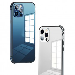 Callancity New Design Stainless Steel Frame Metal Bezel Transparent Phone Back Cover for Iphone 13Mini/13/13Pro/13ProMax