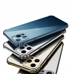 Callancity New Design Stainless Steel Frame Metal Bezel Transparent Phone Back Cover for Iphone 13Mini/13/13Pro/13ProMax