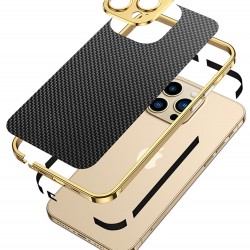 Fashionable Metal Phone Cover Carbon Fiber Back Sticker Stainless Steel Bezel Camera Protector Phone Case for iPhone 13 Series/12 Series/11 Series Fashionable Metal Phone Cover Carbon Fiber Back Sticker Stainless Steel Bezel Camera Protector Phone Case for iPhone 13 Series/12 Series/11 Series