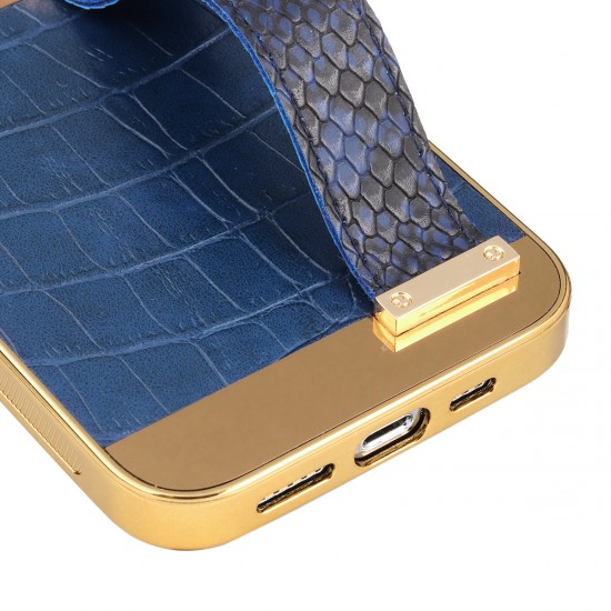Luxury Design TPU Phone Case With Wrist Holder Back Screen Protector With Metal Cover Soft Leather for iPhone 13 Series for iPhone 12 Series