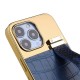 Luxury Design TPU Phone Case With Wrist Holder Back Screen Protector With Metal Cover Soft Leather for iPhone 13 Series for iPhone 12 Series