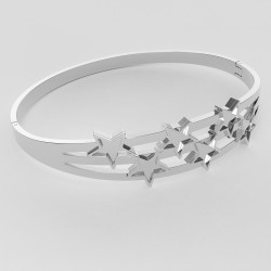 CallanCity New Style Bracelet Bangle Silver Stainless Steel Jewelry With Star Oval Adjustable Wristband for Christmas CallanCity New Style Bracelet Bangle Silver Stainless Steel Jewelry With Star Oval Adjustable Wristband for Christmas