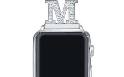 Unique Design Bling Diamonds A-Z Letters Watch Necklace Pendant Chain Connector Compatible For Apple Watch Series 38mm 40mm 42mm 44mm