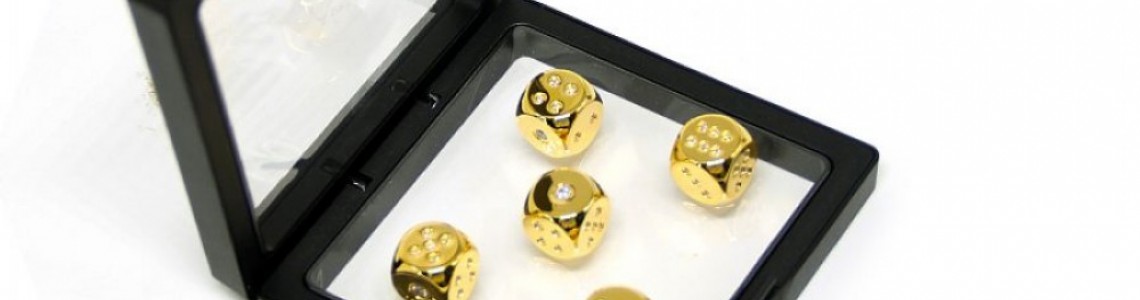 Bling Diamonds 24kt Gold Plated Luxury Design Dice 5pcs / Set, Birthday Gift for your Father