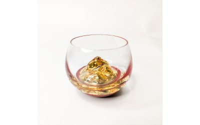 Three-dimensional Gold Mountain Art Glass Tea Cup Luxury Birthday Gift