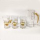 High Quality Teapot Luxury 24kt Gold Foil Crystal Glass Tea Cup Vodka Shot Wine Glass 7-piece Set