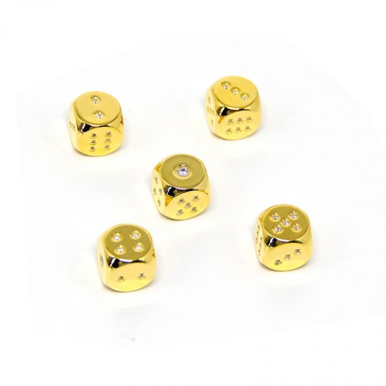 Callancity Luxury 24kt Gold Plated With Diamonds 5 pcs Six-sided Dice