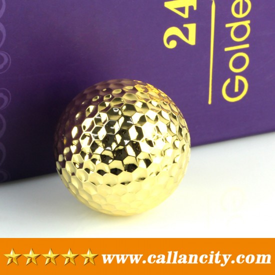 Callancity Luxury High Quality Alloy 24kt Gold Plated Golf Ball