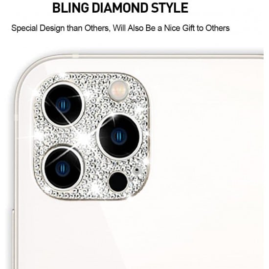 Callancity Crystal Camera Lens Protector Compatible For Iphone 13Pro Max Camera Back Cover 3D Bling Diamond Lens Protective Decoration Sticker