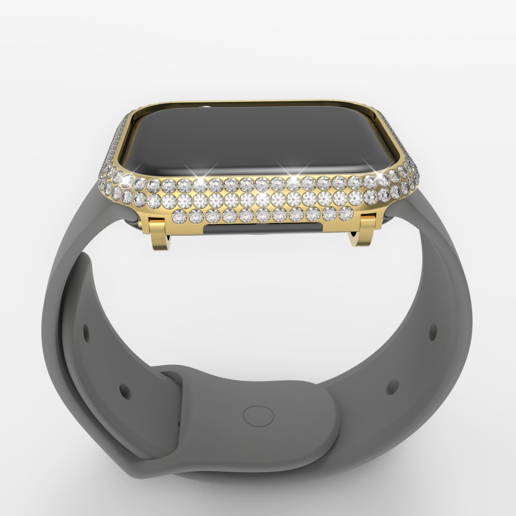 Callancity Gold Plated Handwork Inlaid Bling Rhinestone Diamond Bezel case Cover Compatible Fitbit Versa