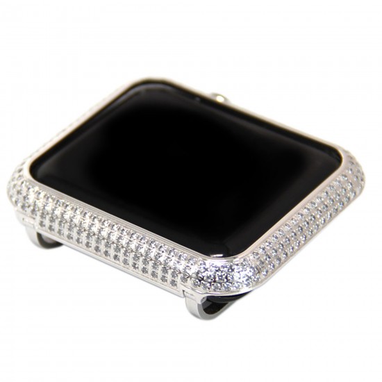 Callancity Luxury Replacement Watch Protective Case With Diamonds Compatible For Apple Watch 38mm 40mm 42mm 44mm