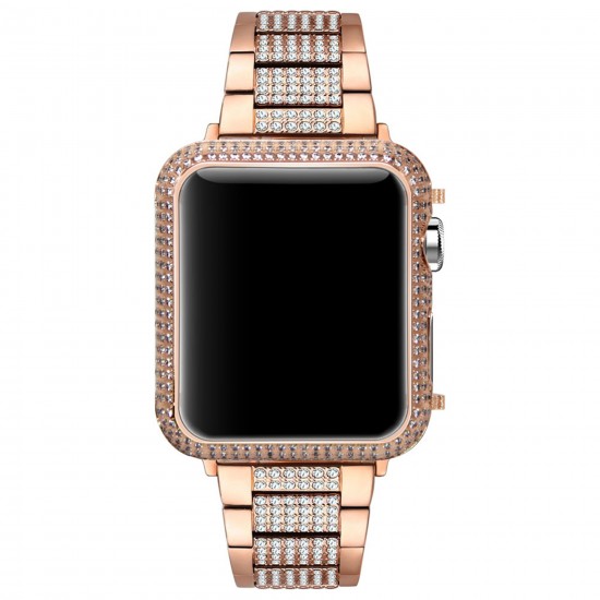 Callancity Luxury Replacement Watch Protective Case With Diamonds Compatible For Apple Watch 38mm 40mm 42mm 44mm