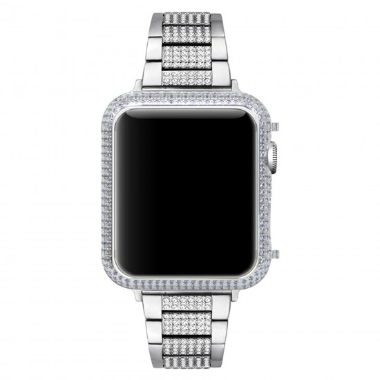 Callancity Luxury Replacement Watch Protective Case With Diamonds Compatible For Apple Watch 38mm 40mm 42mm 44mm